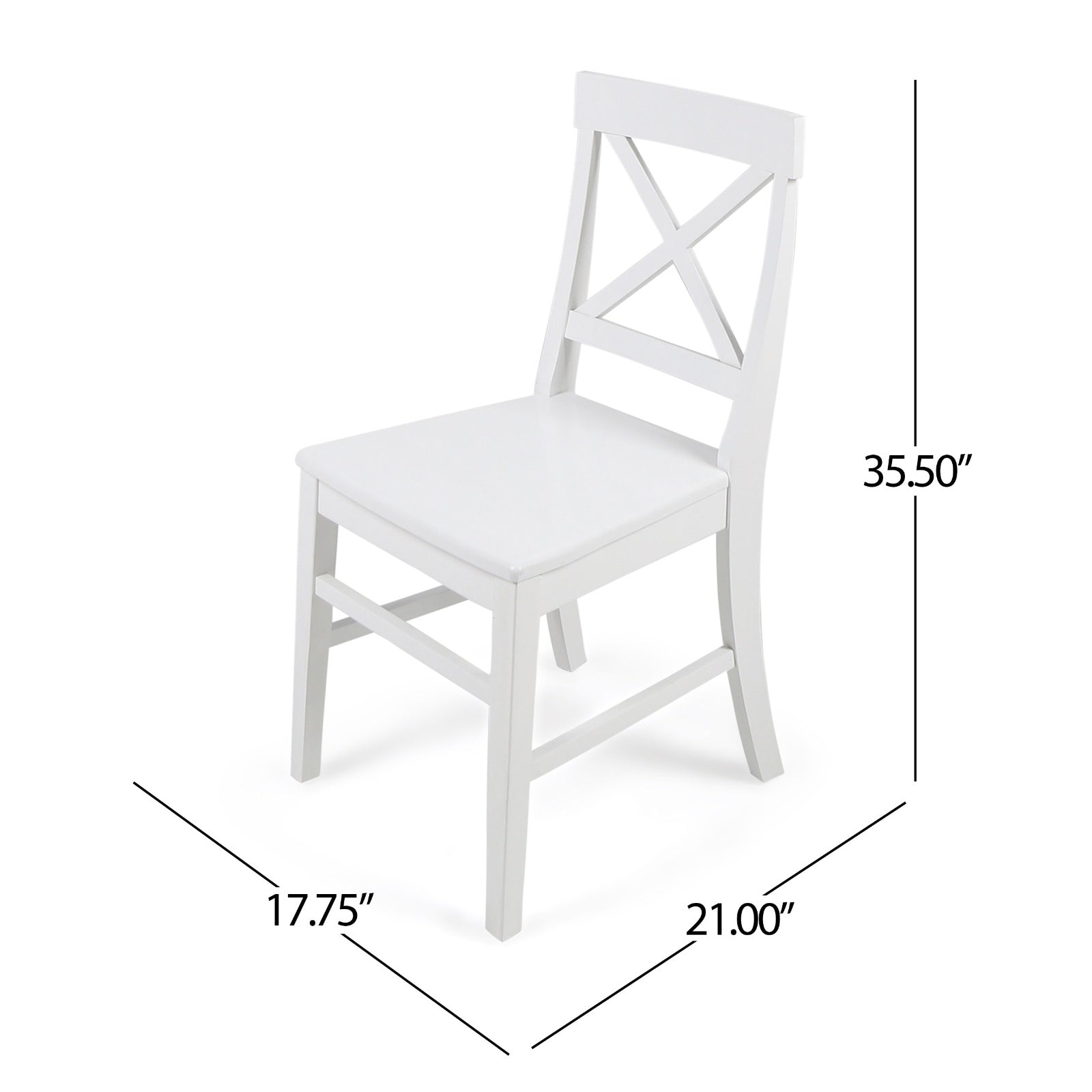Acacia Wood Dining Chairs White Set for Modern Dining