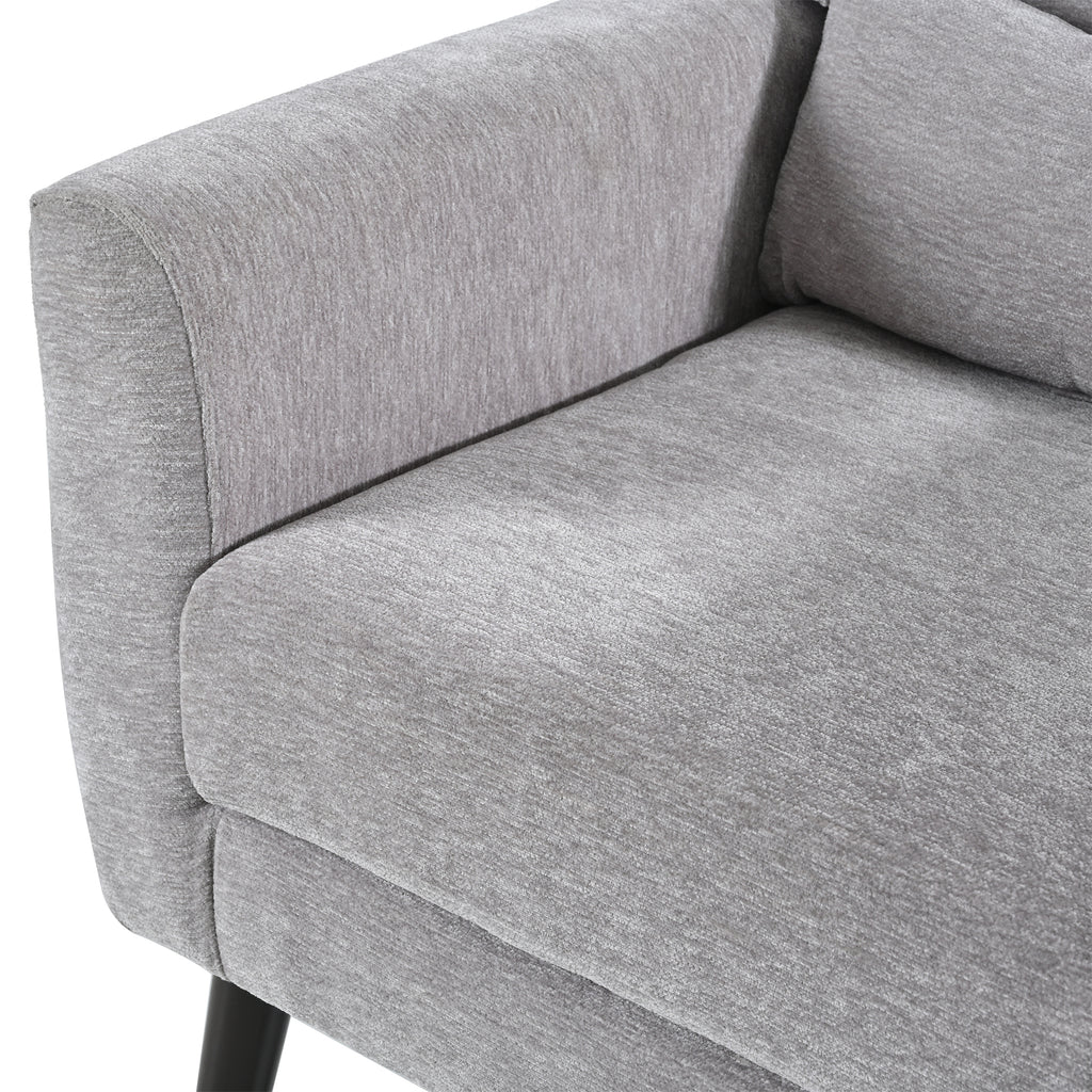 Gray chenille accent chair with solid wood legs from Anthony & Home, ideal for studio or living room decor.