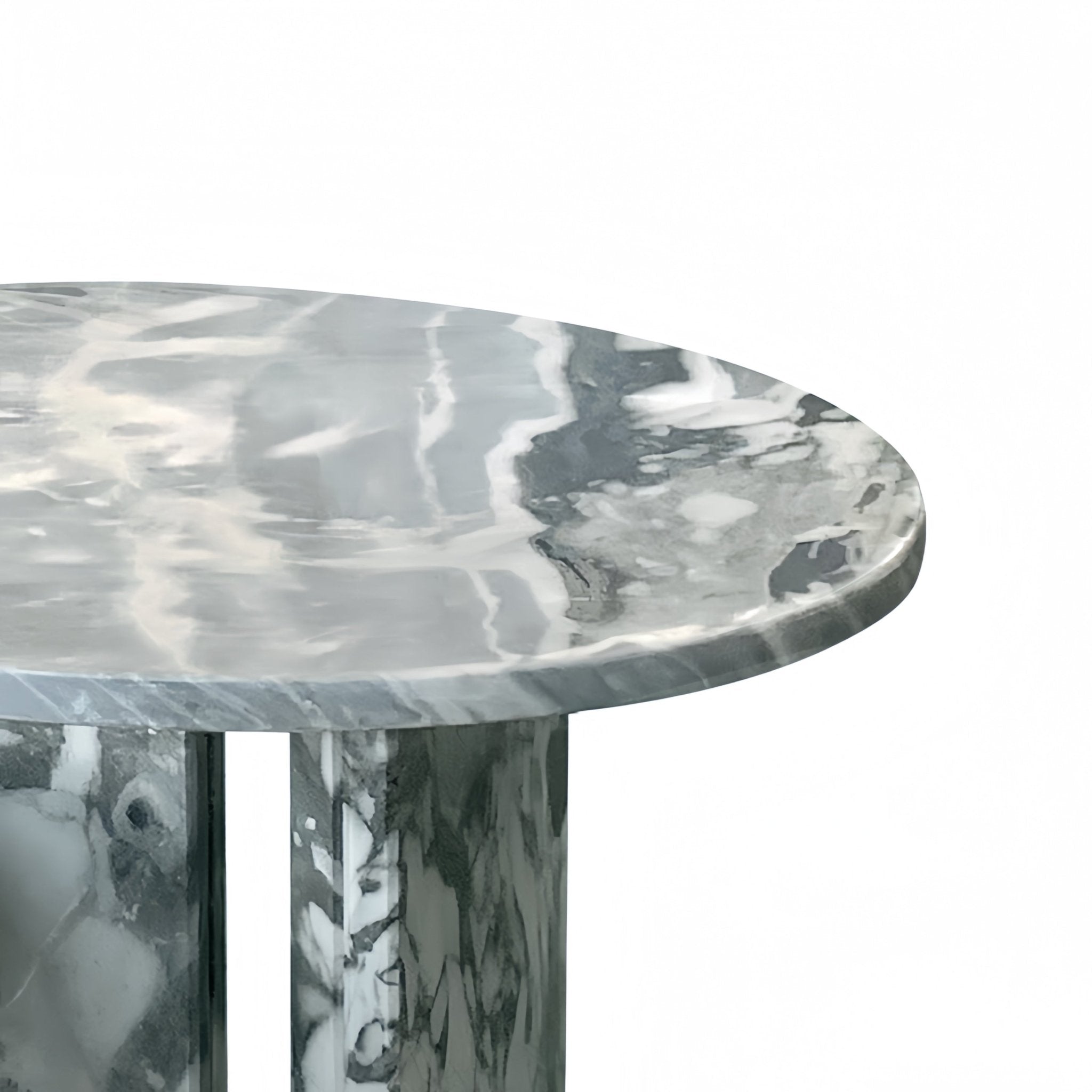 Blue grey marble round coffee table by Anthony & Home, showcasing a sleek marble surface with a modern design.