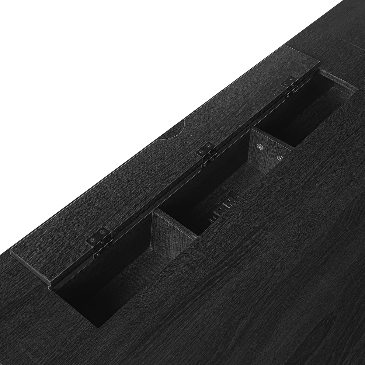 Executive desk with Signature Metal Edge Trim by Anthony & Home, showcasing sleek metal detailing on the desk surface.