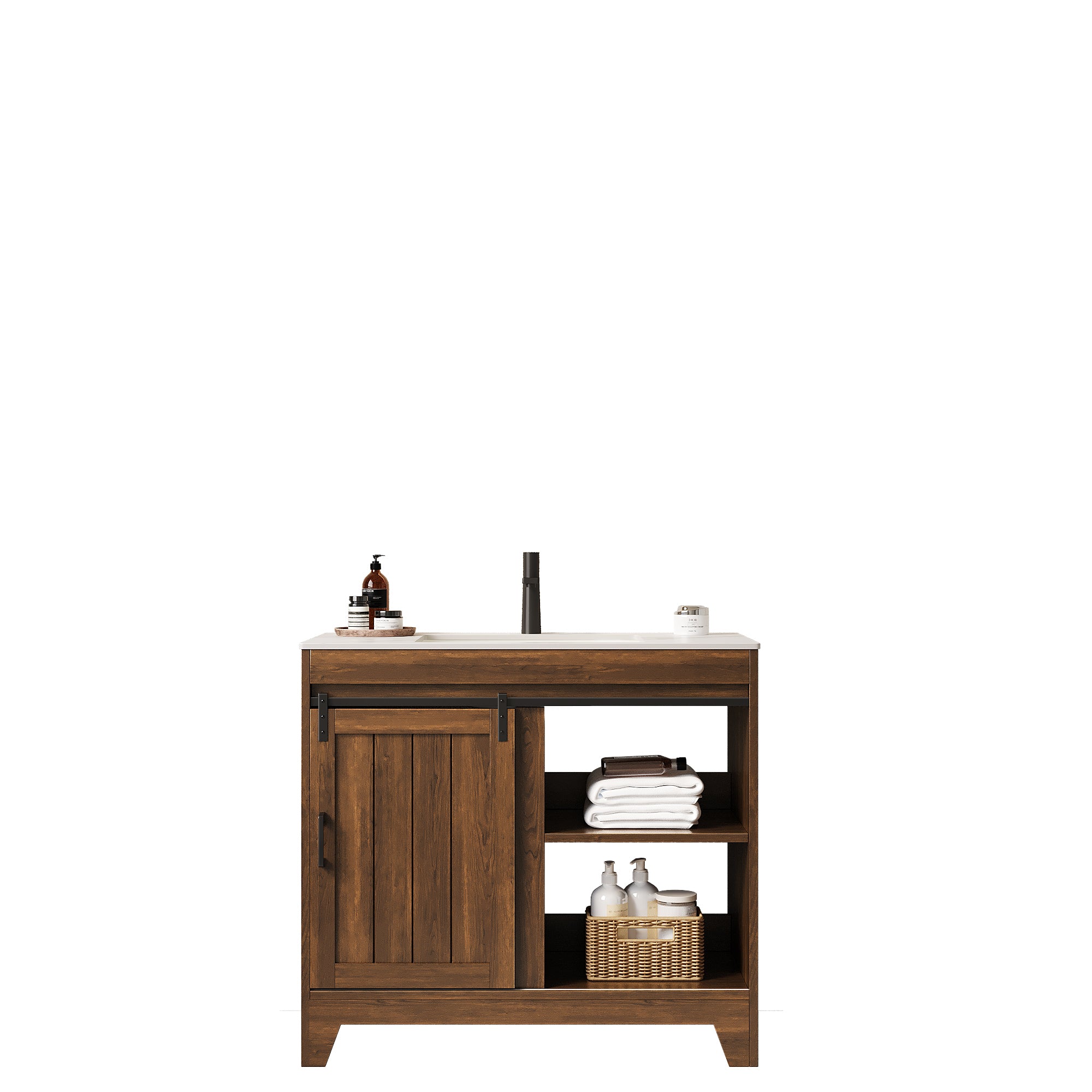 Anthony & Home RIKA Atelier 36-inch bathroom vanity with sintered stone countertop and ceramic basin, modern bathroom furniture