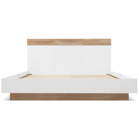 Floating Bed With Timber Slatted Frame Headboard 140x200