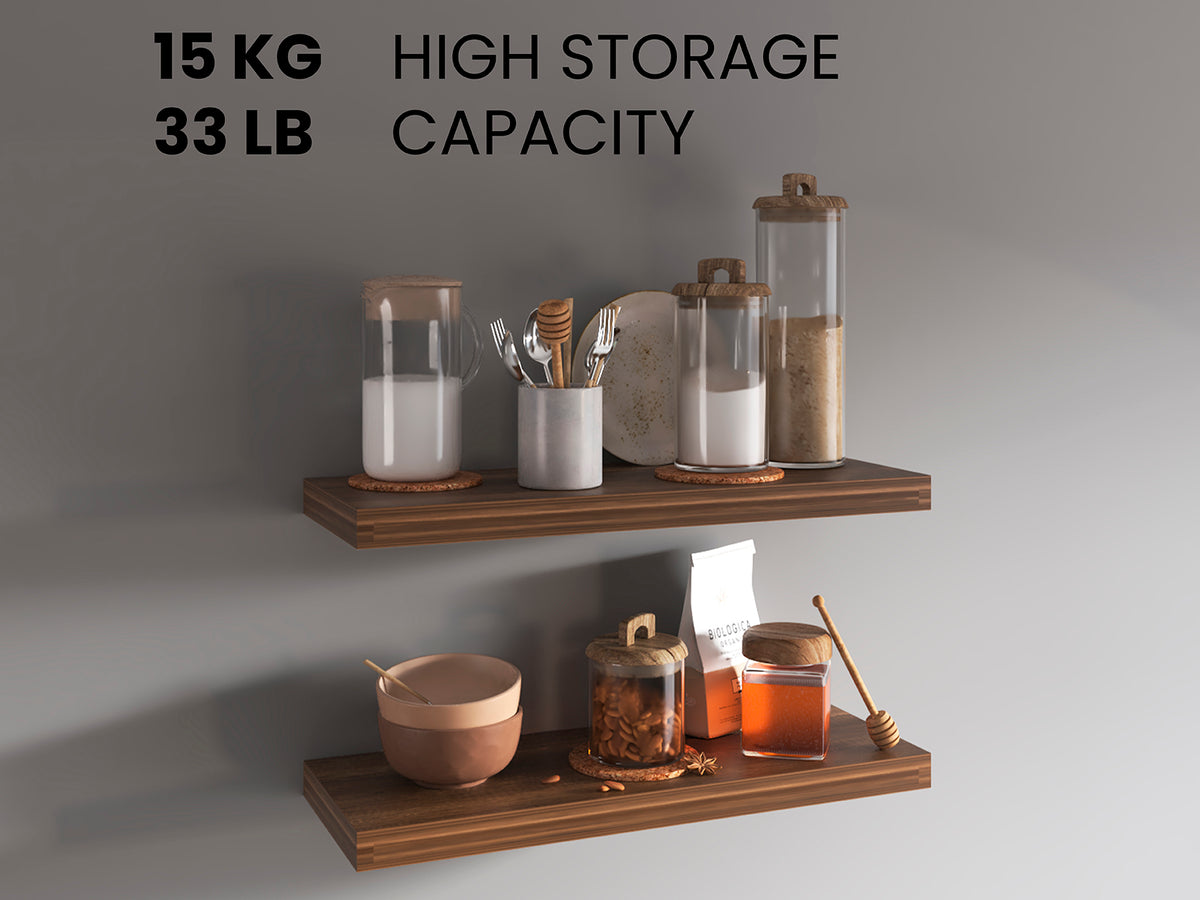 Pair of 31.5-inch matte finish floating shelves from Anthony & Home, wall-mounted storage with sleek modern design