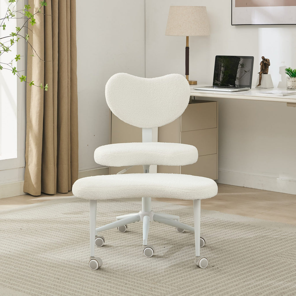 Ivory cross-legged meditation chair with wheels by Anthony & Home, designed for comfortable seated meditation practice.