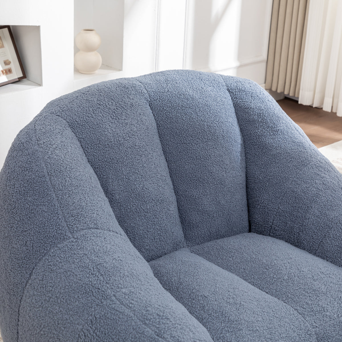 Light blue Anthony & Home Signature Memory Foam Bean Bag Chair with tufted design, plush and comfortable for casual seating.