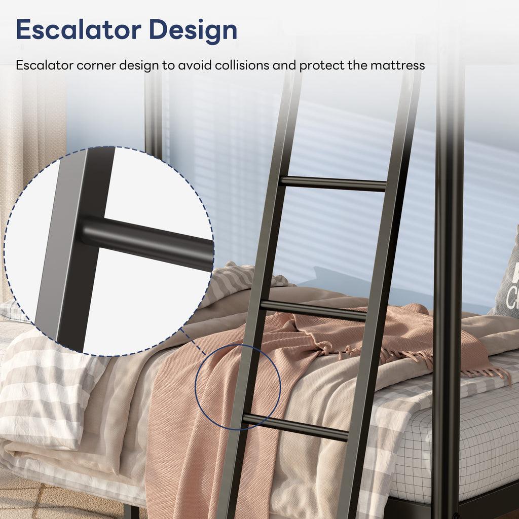 Loft Bunk Bed Twin Over Twin With Ladder And Guardrail
