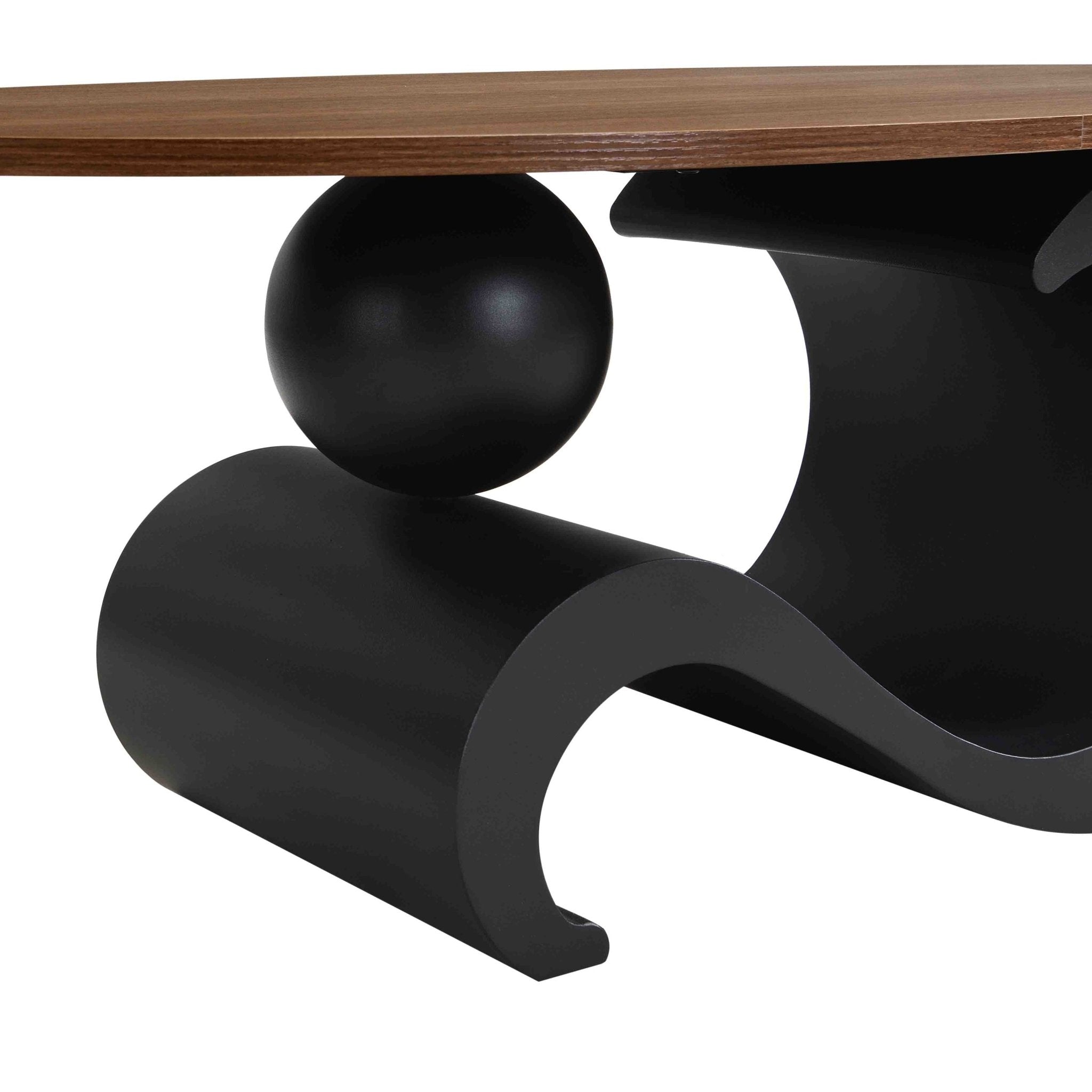 Set of Anthony & Home black MDF nesting coffee tables with sleek metal bases, ideal for modern living room decor.