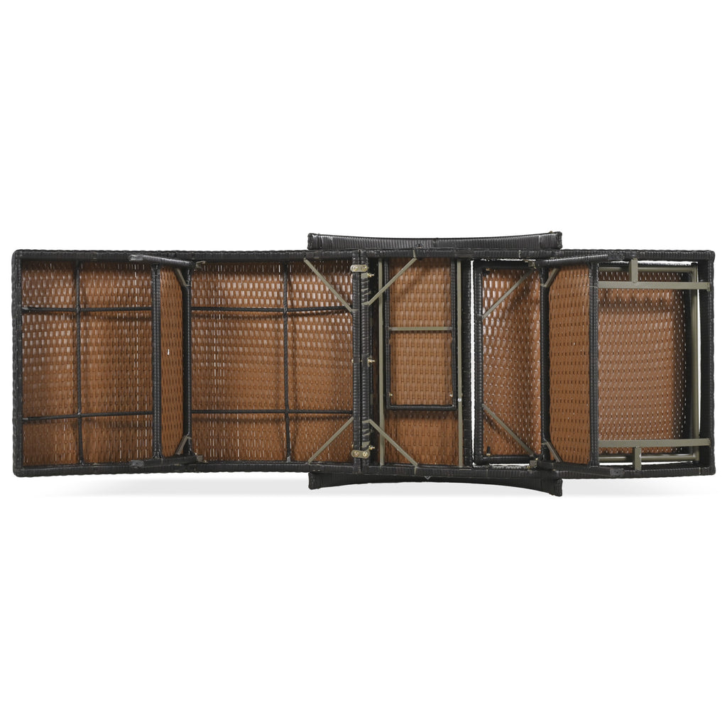 Anthony & Home outdoor wicker chaise lounges set with pull-out side table, dark brown, adjustable backrest, and stylish design