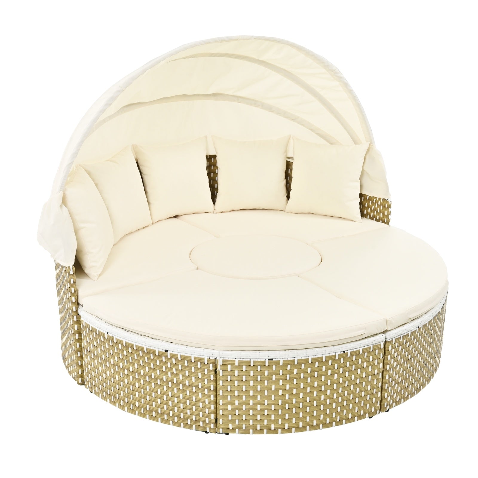 Topmax Patio Outdoor Sectional Sofa Set Rattan Daybed Beige