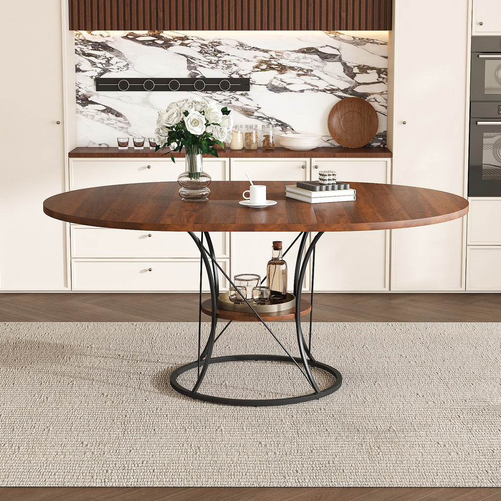 Anthony & Home studio round extendable dining table made of solid wood, showcasing its smooth surface and extendable design.