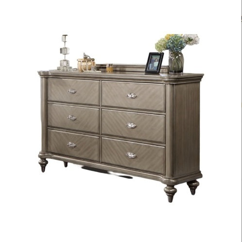 Luxury Antique Silver Champagne Dresser With Mirror