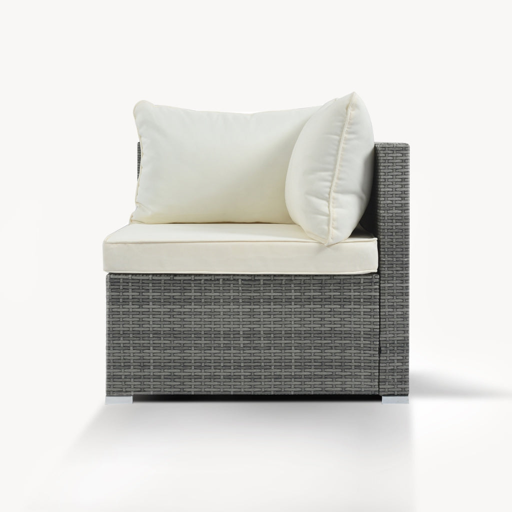 8-Piece Outdoor Patio Wicker Sofa Set Beige Cushions