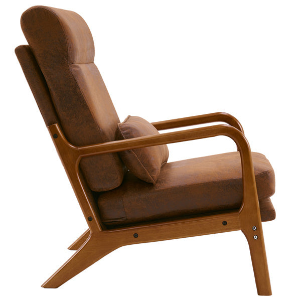 High Back Indoor Lounge Chair With Solid Wood Armrests