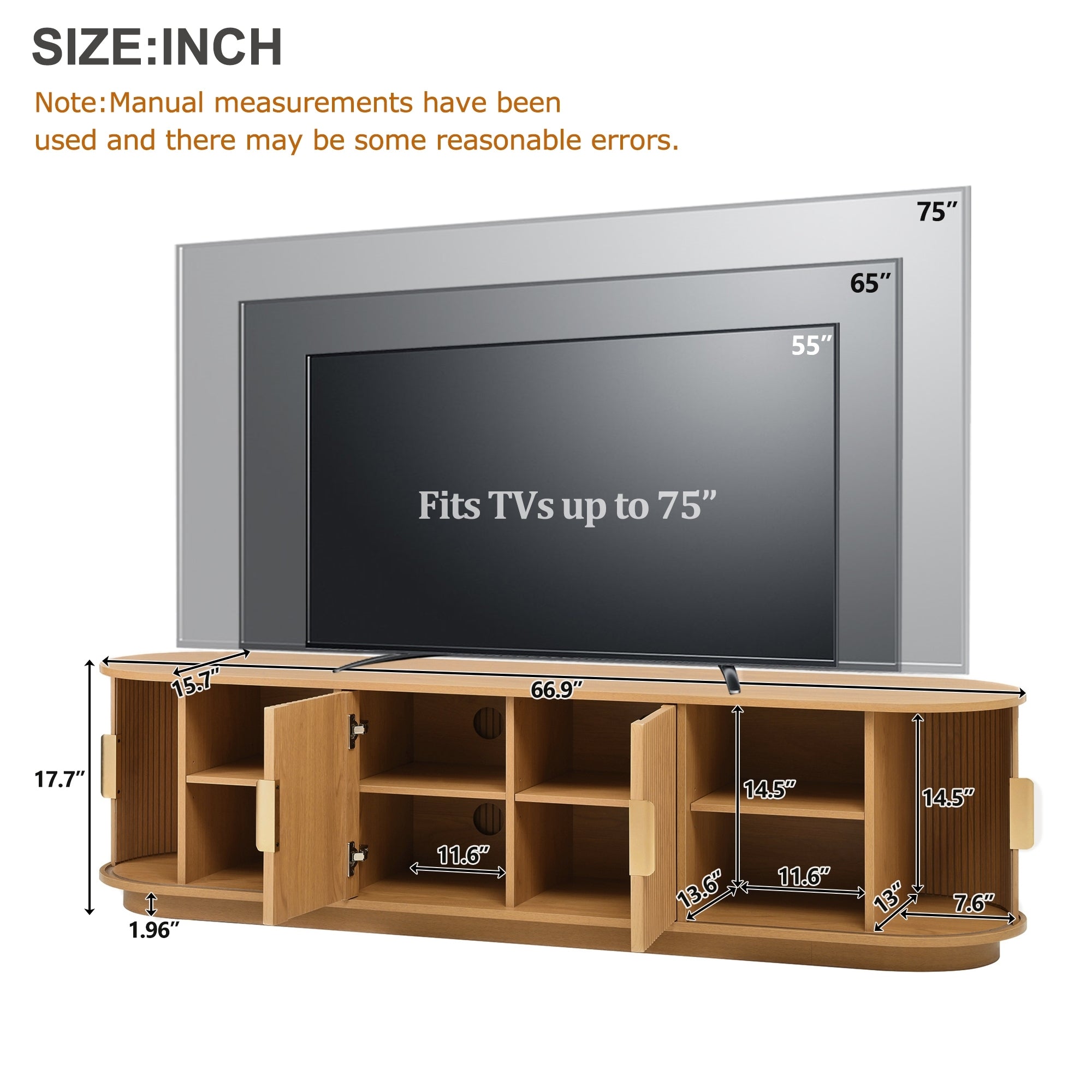 Anthony & Home Studio Collection TV stand with sleek gold handles and modern design, showcasing its smooth wood finish and storage compartments.