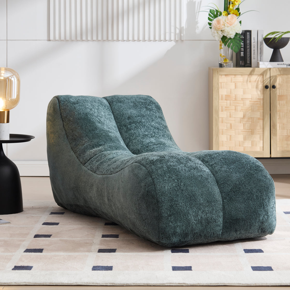 Anthony & Home studio sponge-filled bean bag sofa chair with soft fabric upholstery and a relaxed seating design.