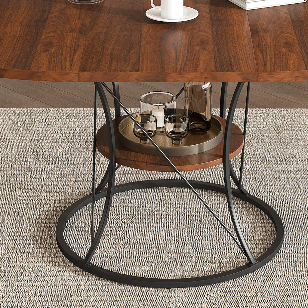Anthony & Home studio round extendable dining table made of solid wood, featuring a smooth surface and adjustable size.