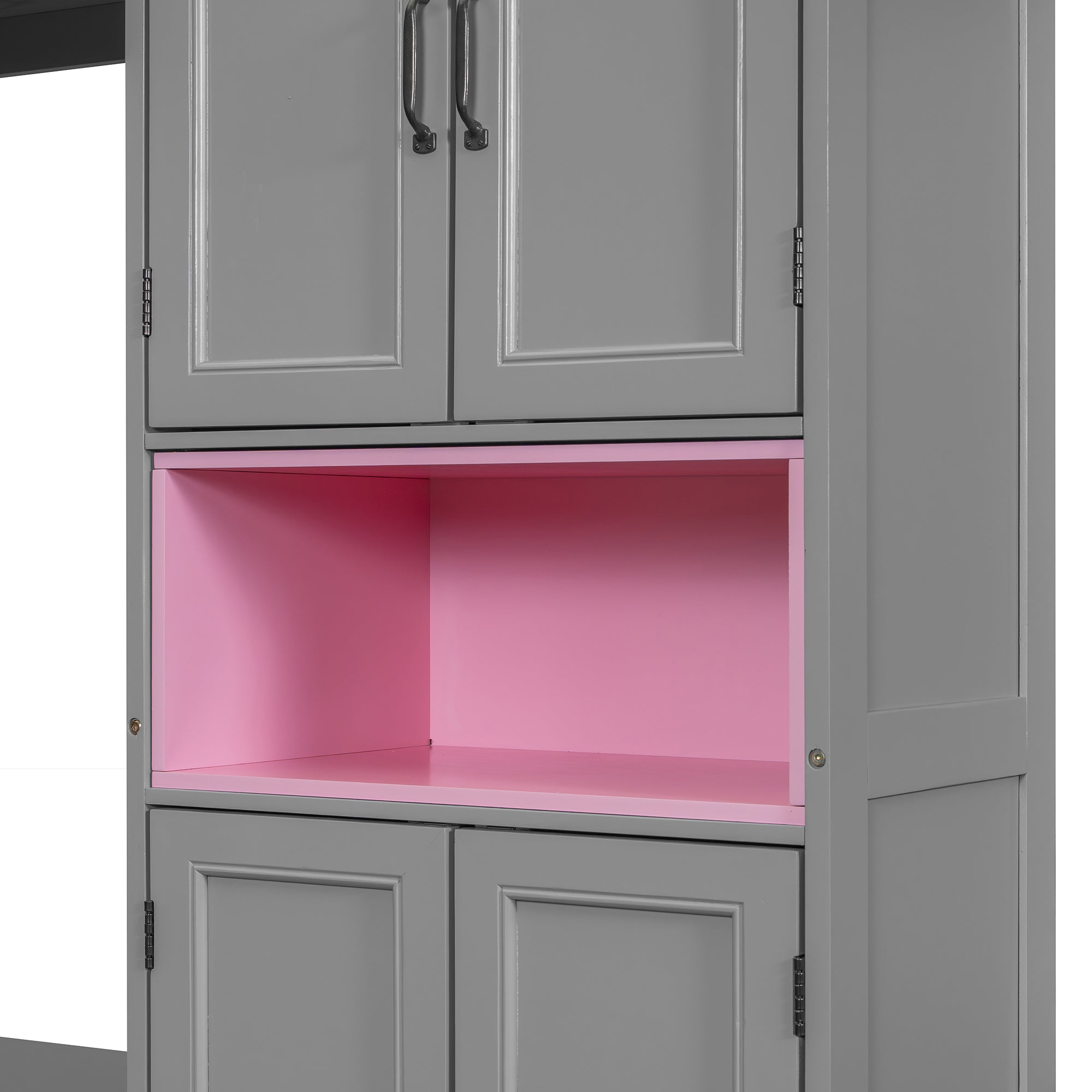 Gray solid wood Atelier Murphy Bed TV stand with drawers by Anthony & Home, showcasing sleek design and functional storage.