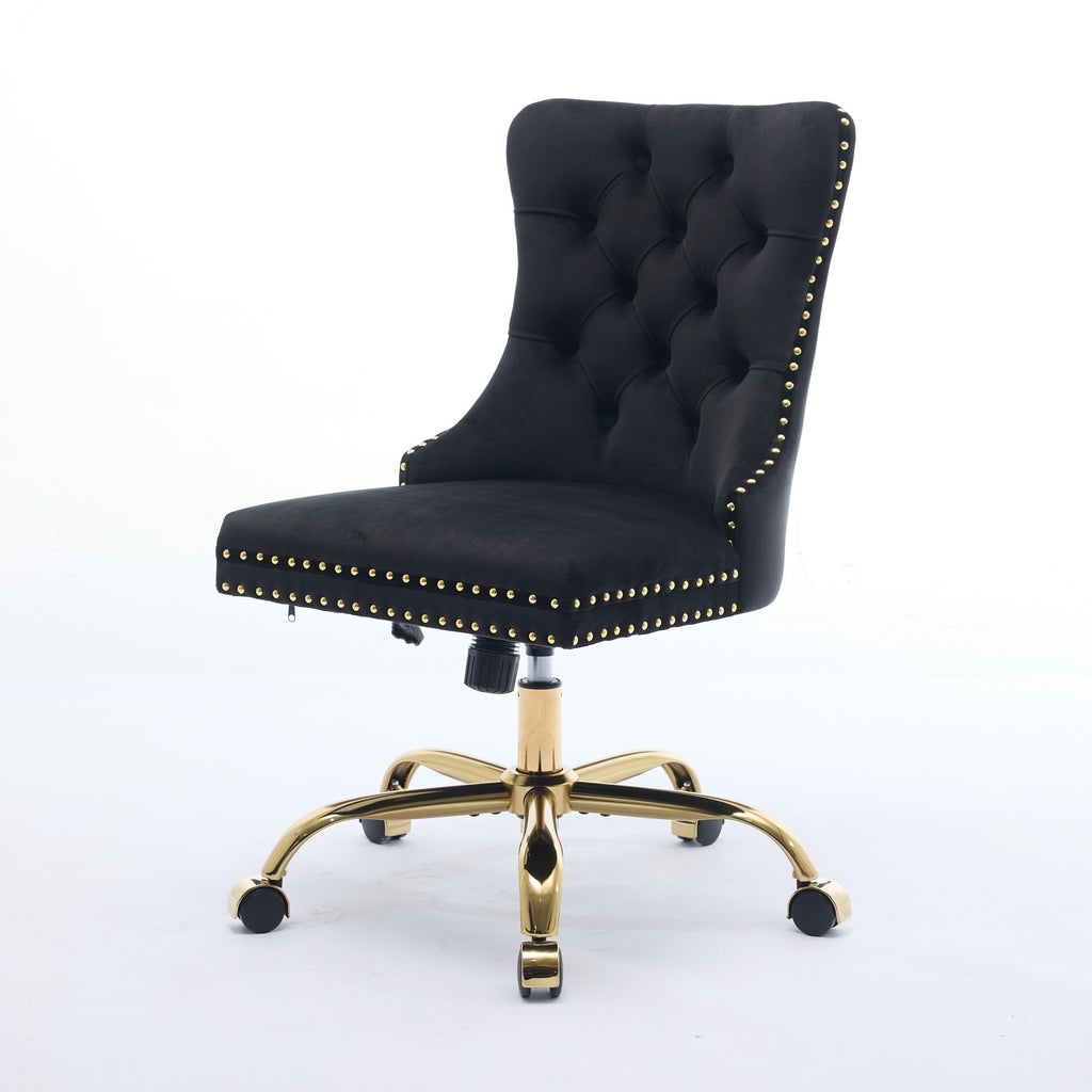 Anthony & Home Studio Velvet Tufted Office Chair with cushioned seat and backrest, featuring elegant tufted upholstery and modern design.