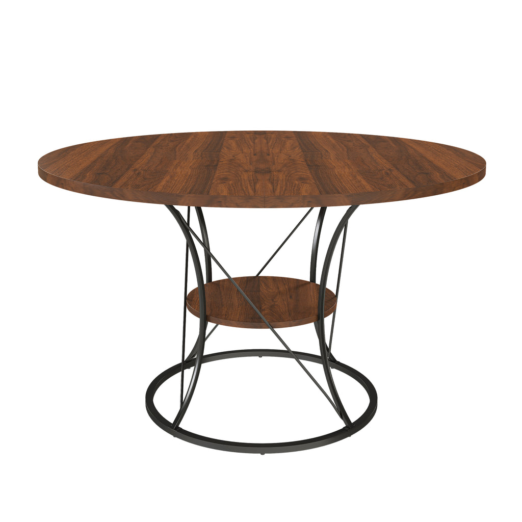 Anthony & Home studio round extendable dining table made of solid wood, showcasing its natural finish and versatile design.