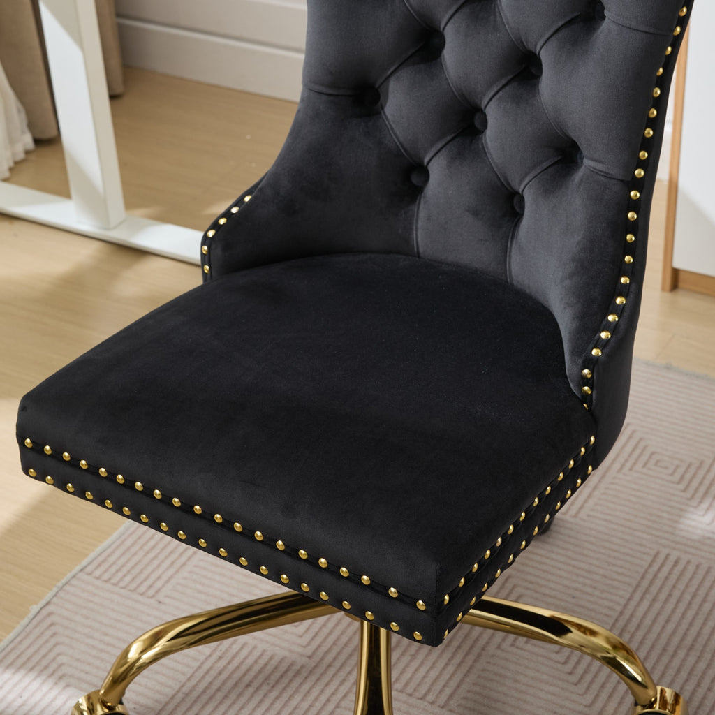 Anthony & Home Studio Velvet Tufted Office Chair with upholstered velvet fabric and tufted backrest for comfortable workspace seating.