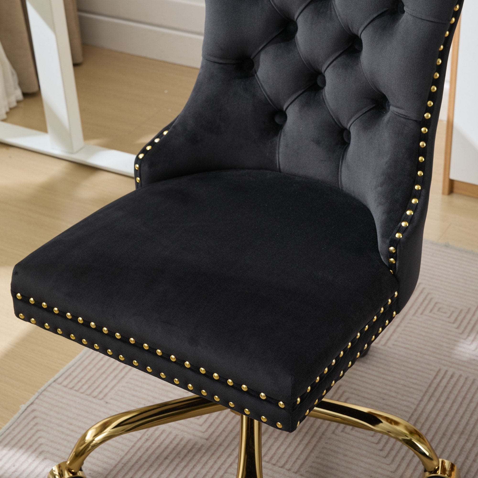 Anthony & Home Studio Velvet Tufted Office Chair with upholstered velvet fabric and tufted backrest for comfortable workspace seating.