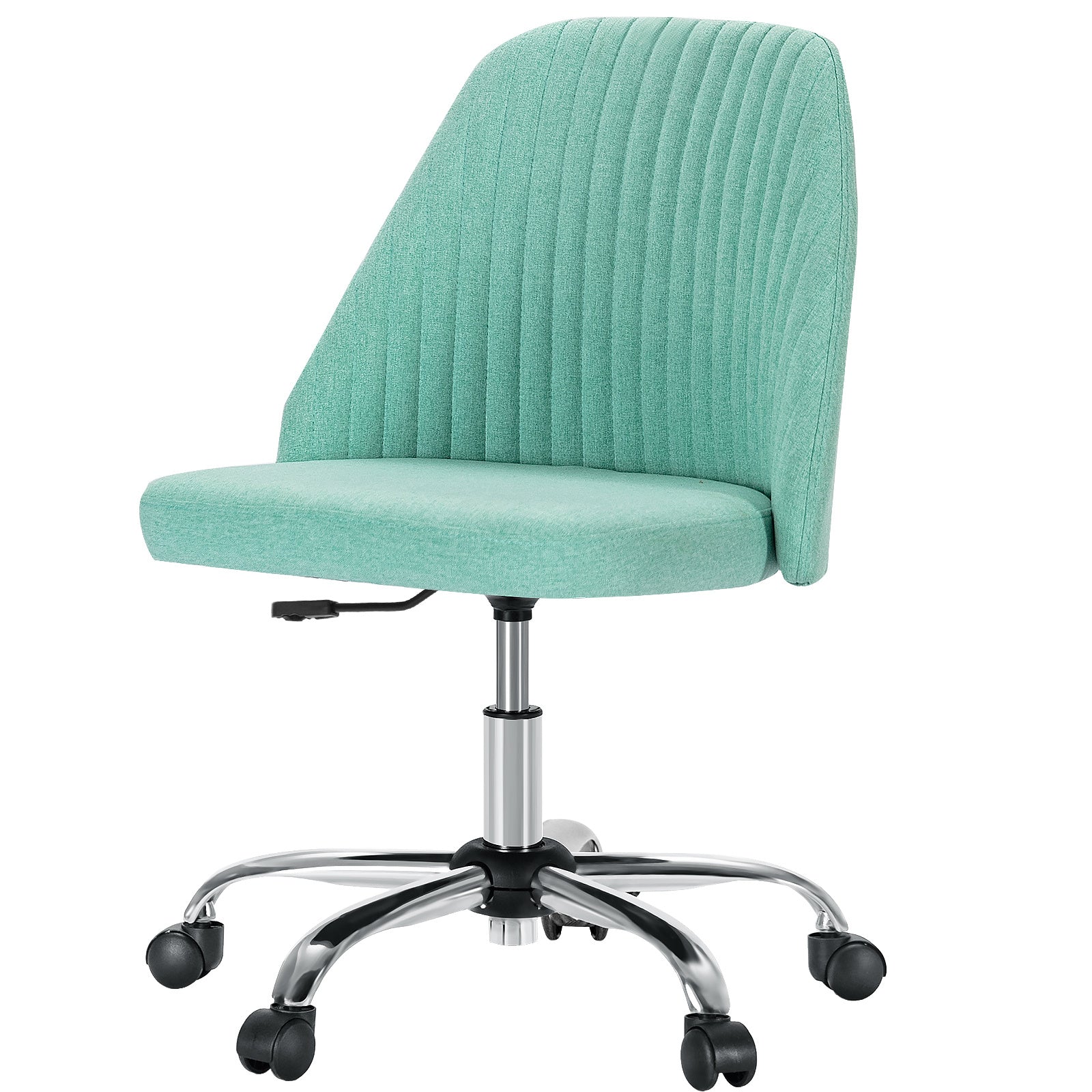 Modern Fabric Armless Swivel Office Chair With Wheels