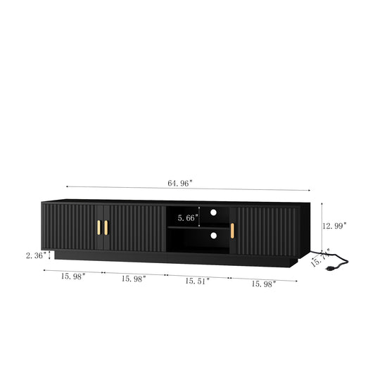 Mid Century Modern LED TV Stand for 80 Inch TV Storage