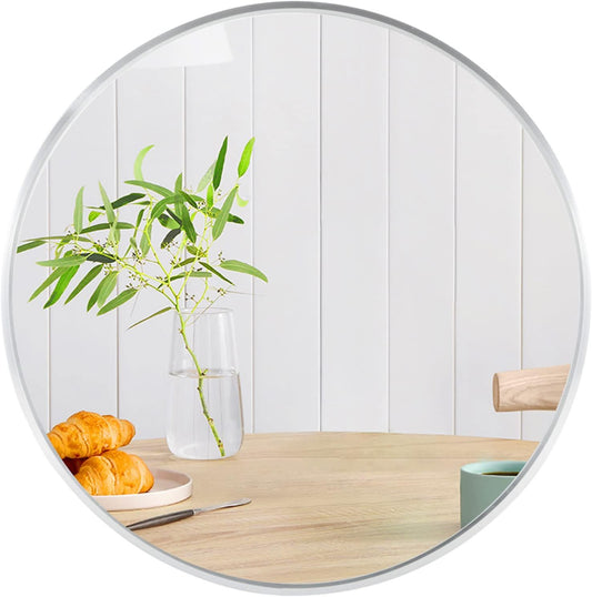 Classic Aluminium Round Bathroom Mirror With Silver Metal Frame And MDF Backing Limited Edition