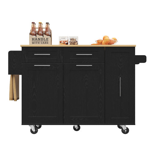 Modern Kitchen Island Cabinet Buffet Set Black With Storage