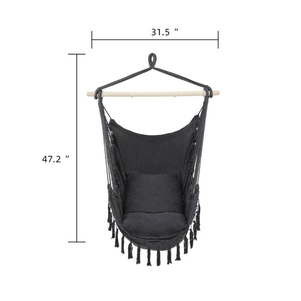 Galvanized Pipe Cut Gray Fringe Cushion Hanging Chair Polyester Cotton Belt 2pcs Cushion