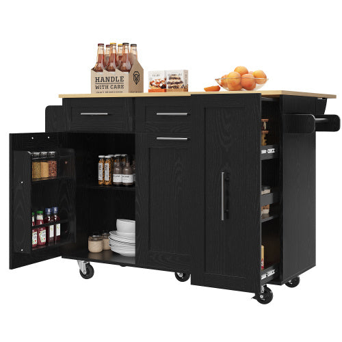 Modern Kitchen Island Cabinet Buffet Set Black With Storage