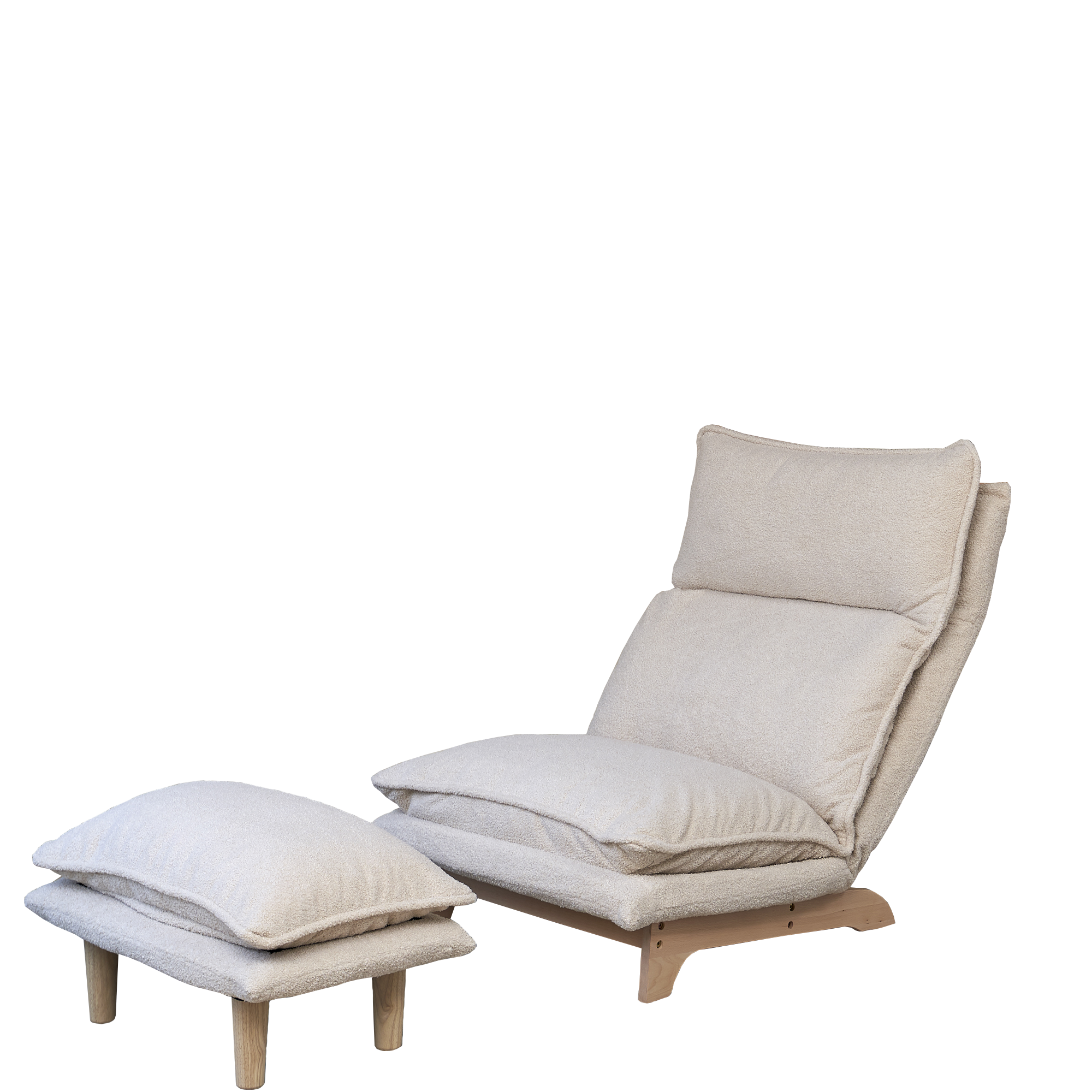 Beige Anthony & Home Studio foldable metal frame recliner with padded seat and armrests, designed for comfort and portability.