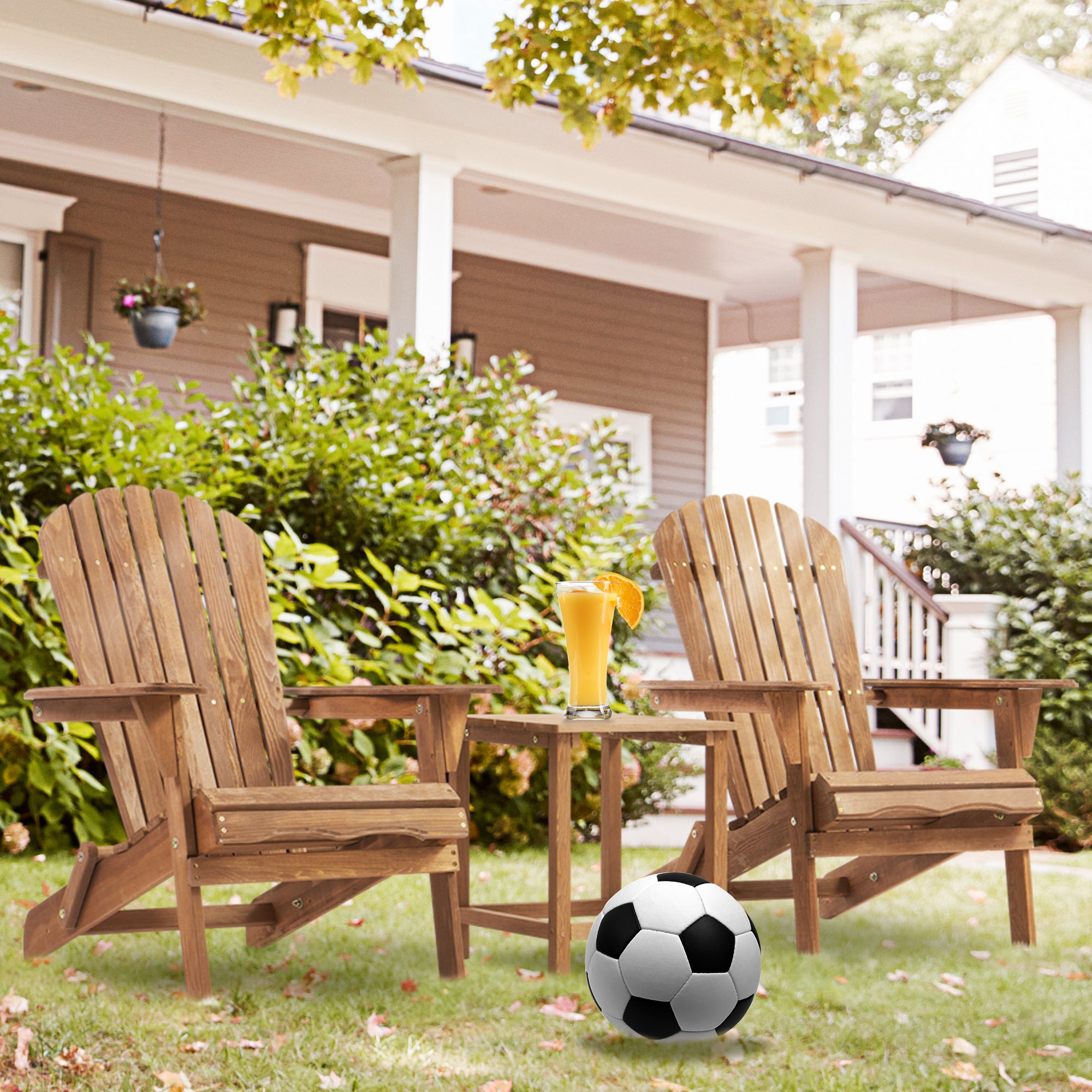 Set of two Heritage Collection Adirondack outdoor folding chairs by Anthony & Home, weather-resistant and stylish for outdoor seating.