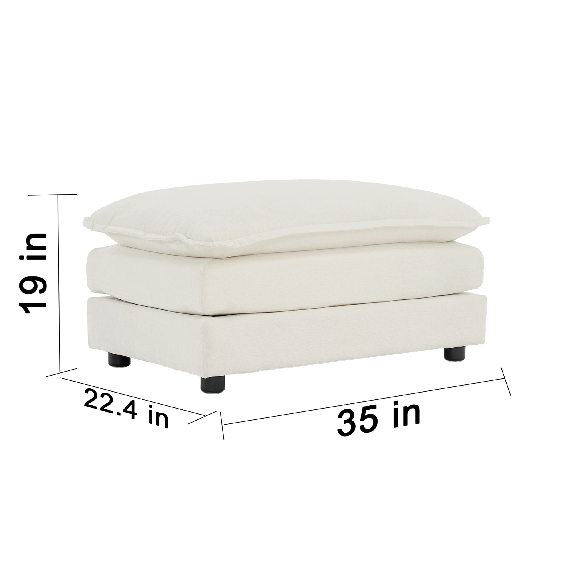 White chenille Luxe L-shaped sectional sofa with reversible ottoman by Anthony & Home, showcasing plush cushions and modern design.