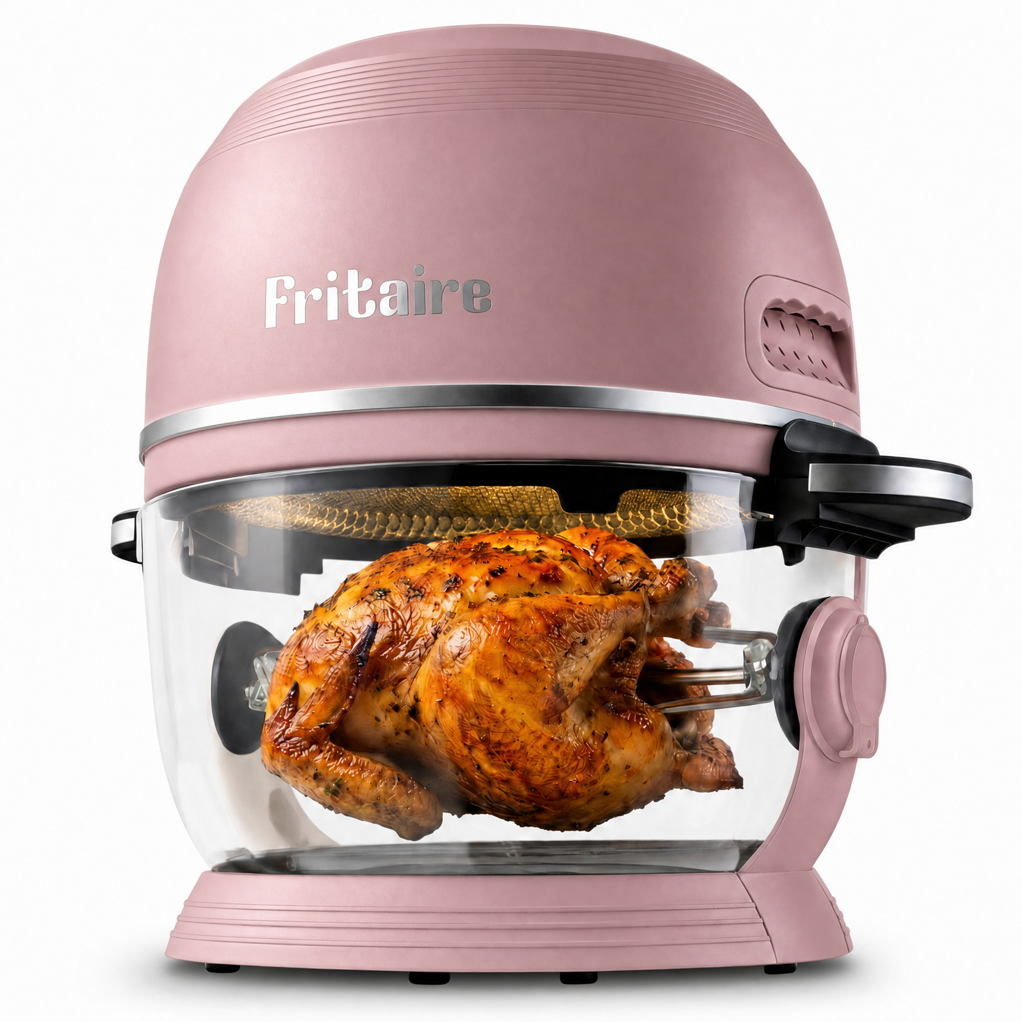 Fritaire Self-Cleaning Air Fryer in mauve rose, a kitchen appliance with non-toxic design and digital control panel.