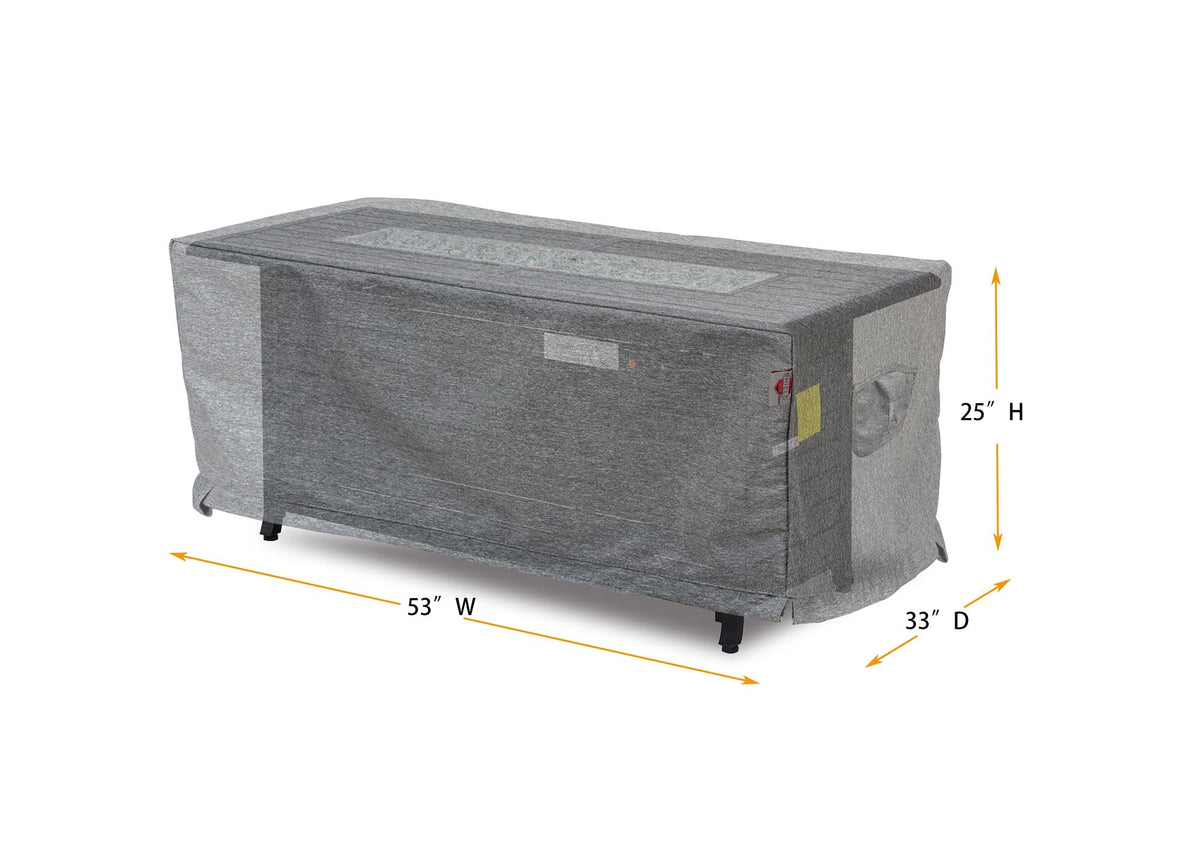 Premium Heavy-Duty Rectangular Fire Table Cover - 3-Layer Water & UV-Resistant, Platinum Series, 53
