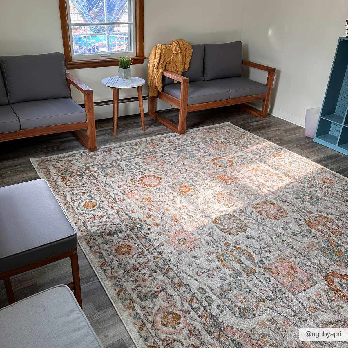 Herstmonceux area rug by Boutique Rugs, 8x10 feet, featuring a detailed floral pattern in warm neutral tones.