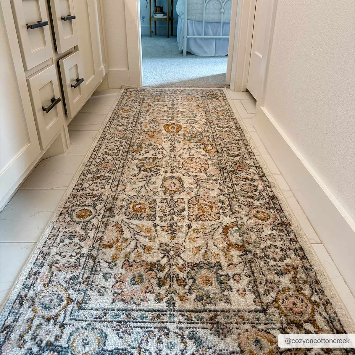 Herstmonceux area rug runner by Boutique Rugs featuring a cozy cotton creek design in 2x7 feet size.