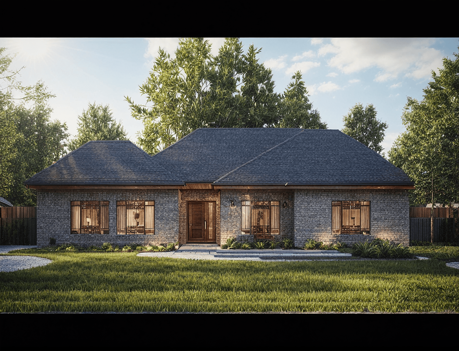 Exterior view of a modern 3-bedroom, 2-bath home design by Anthony & Home Residential Designs, showcasing contemporary architecture.