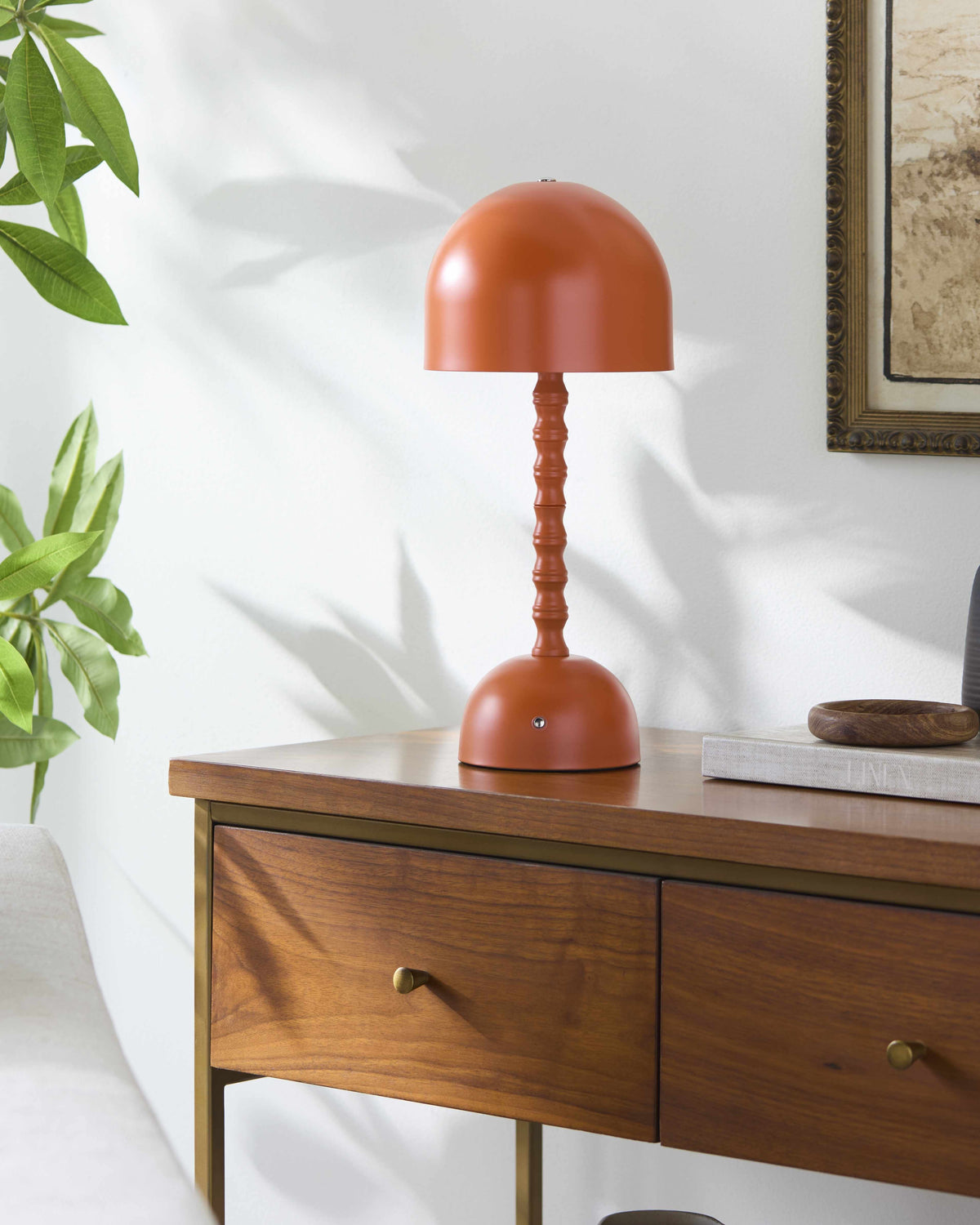 Orange Magdagachi table lamp by Boutique Rugs featuring a modern design and a sleek, vibrant base, perfect for stylish lighting.