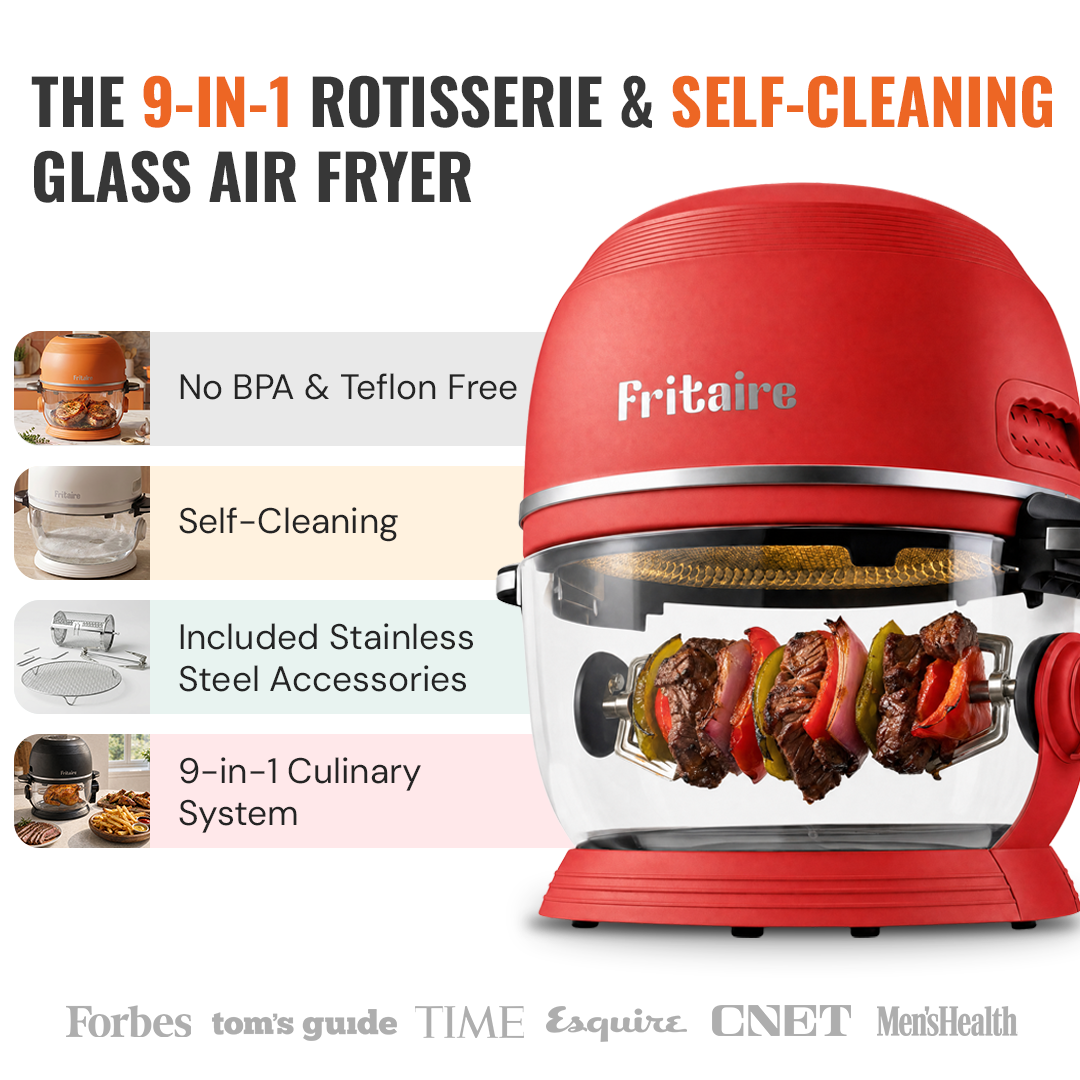 Fritaire Self-Cleaning and Non-Toxic Mauve Rose Air Fryer kitchen appliance with digital controls and sleek design.