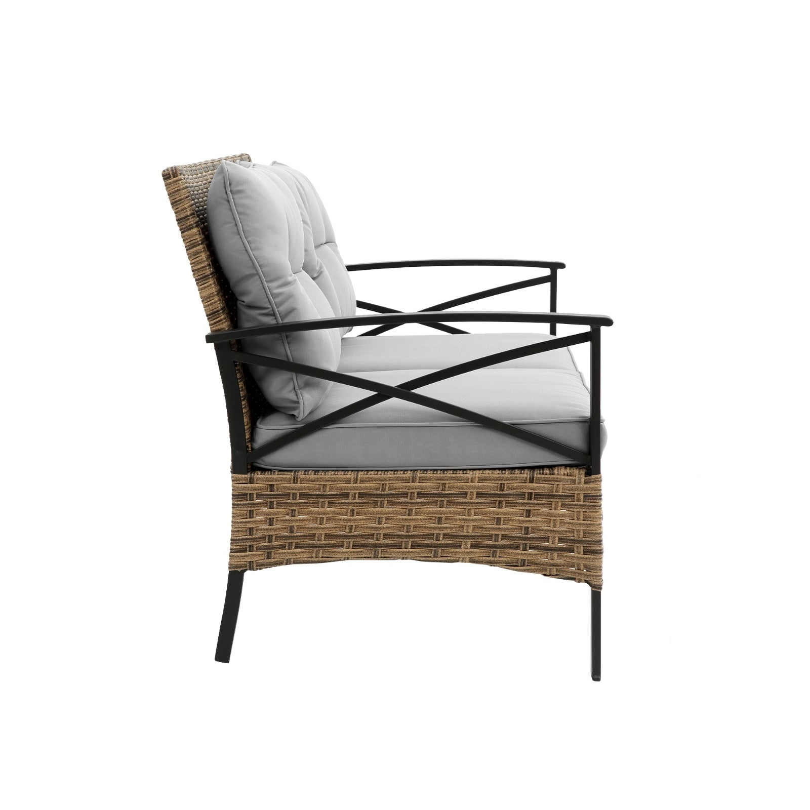 Patio 4 Piece Sectional Sofa Set KD Rattan Wicker Outdoor