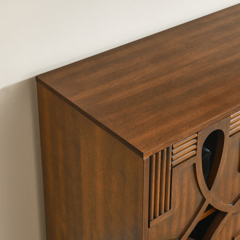 60.5 Inch Walnut Mid Century Modern Sideboard Buffet Cabinet