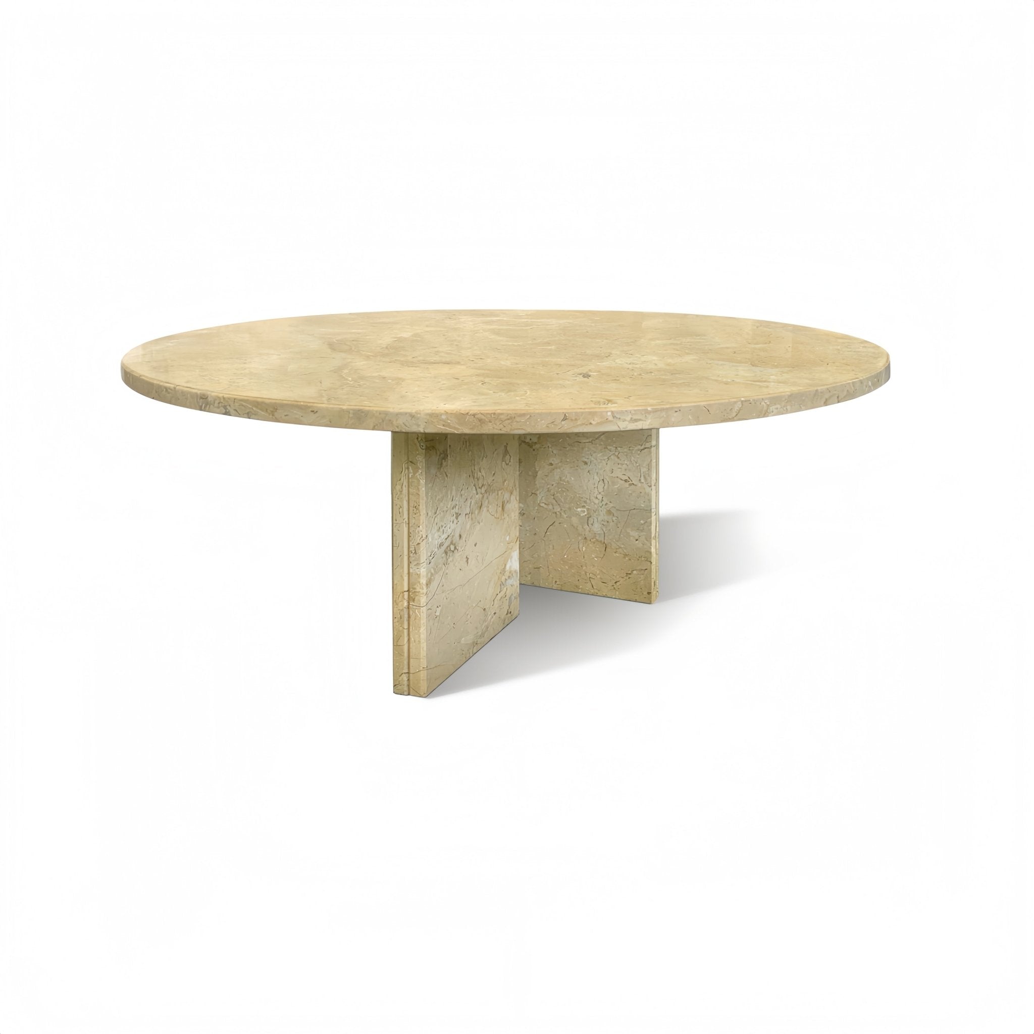 Natural marble round coffee table by Anthony & Home with a sleek, polished surface and modern design.