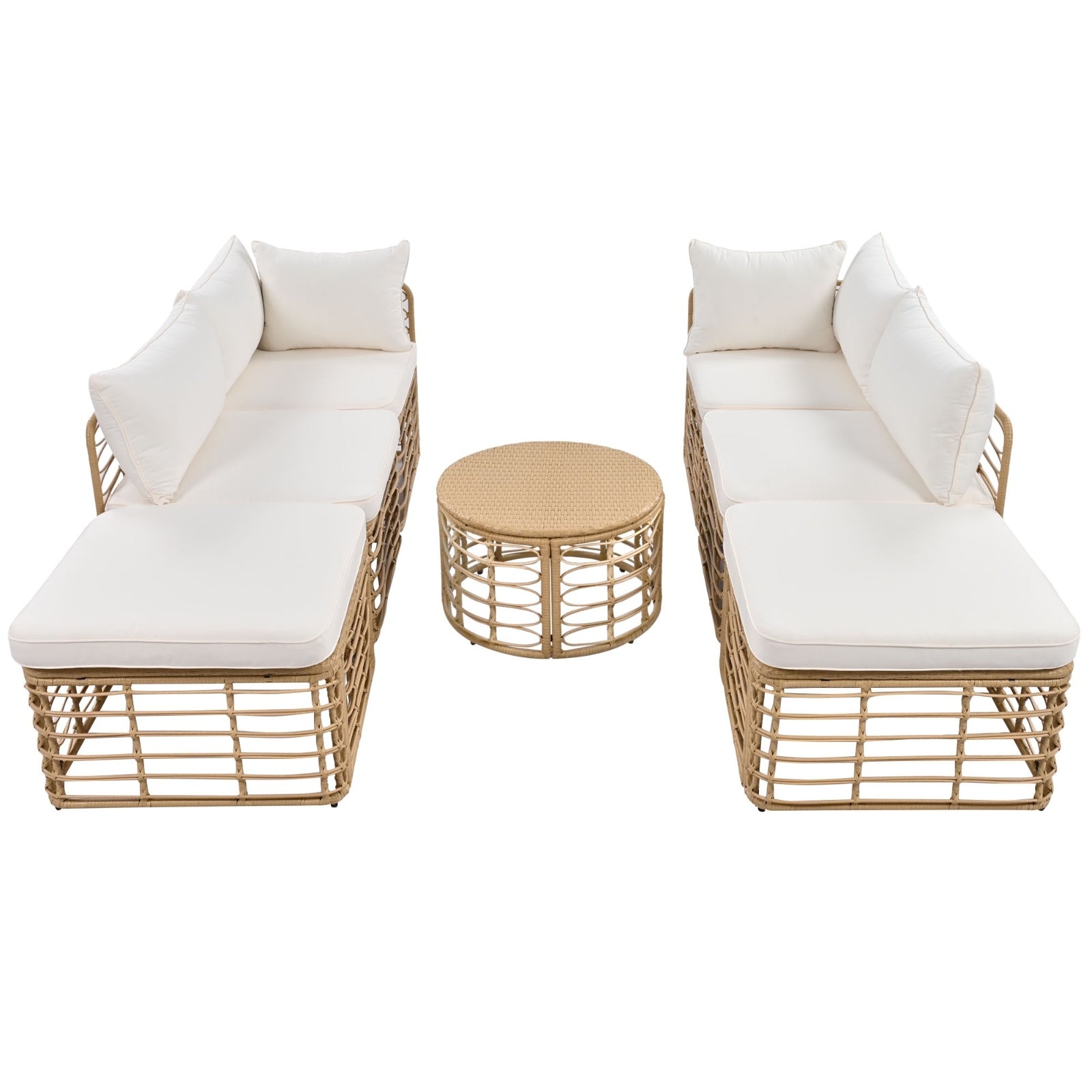 Go 7 Pieces Outdoor Patio Furniture All Weather Rattan Set
