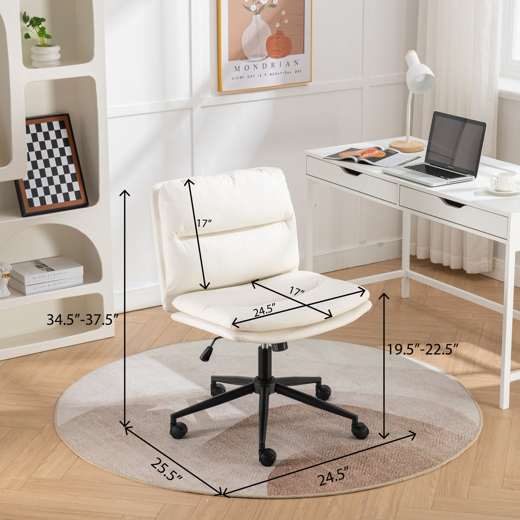 White Anthony & Home Bizerte Atelier adjustable swivel criss cross chair for office and vanity with modern design.
