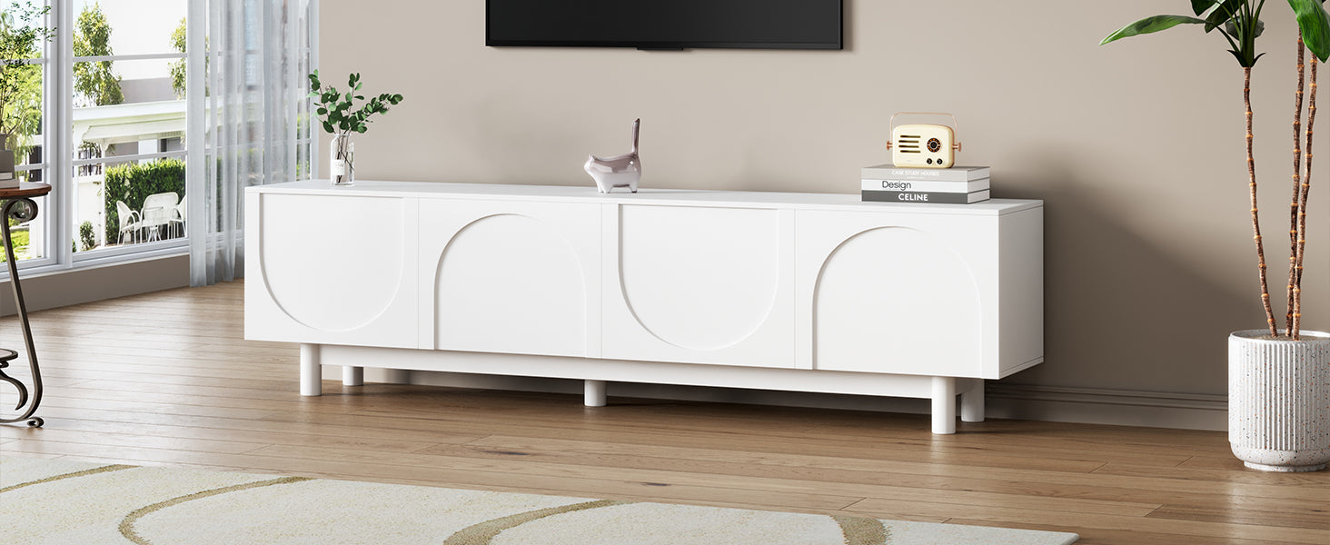 Anthony & Home Studio Graceful TV stand with arch cabinets and solid wood legs, showcasing a modern and elegant media console.