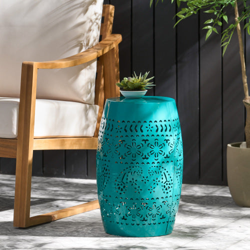 Ruby12 Teal Iron Side Table 12 Inch Square 18 Inch High
