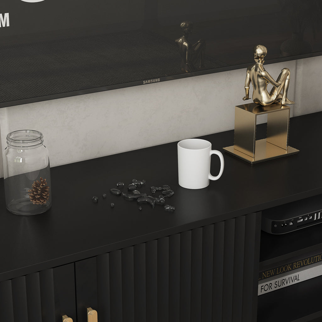 Mid Century Modern LED TV Stand for 80 Inch TV Storage