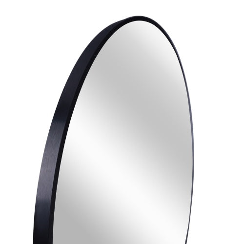 Black 16 Inch Metal Round Bathroom Mirror Wall Decor